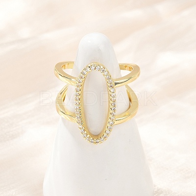 Brass Micro Pave Cubic Zirconia Cuff Rings for Women RJEW-F186-02G-1