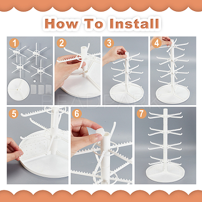 4 Tier Rotatable Plastic Earring Display Tree Stands ODIS-WH0038-41-1