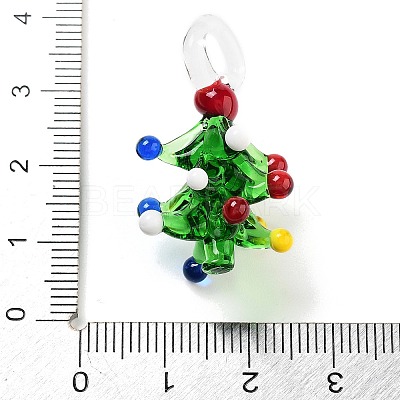 Colorful Transparent Handmade Lampwork Pendants for Christmas LAMP-A004-01B-1