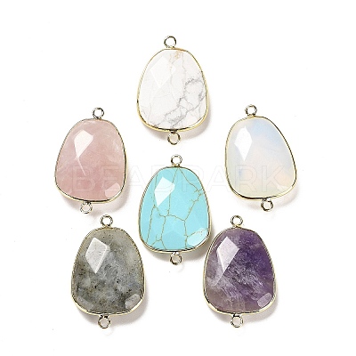 Natural & Synthetic Mixed Gemstone Faceted Connector Charms G-F763-02G-1