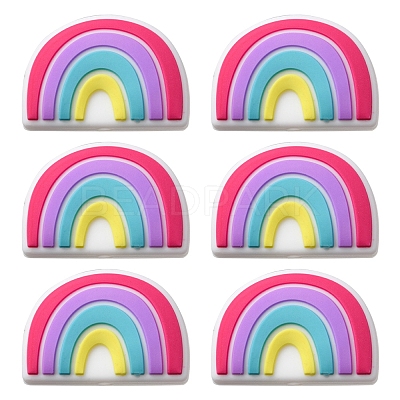 6Pcs Food Grade Eco-Friendly Silicone Focal Beads SIL-YW0001-04E-1