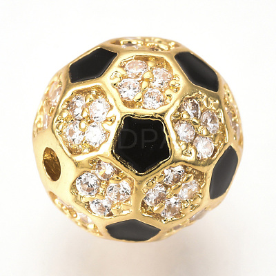 Brass Micro Pave Cubic Zirconia Beads ZIRC-Q013-10mm-136G-1