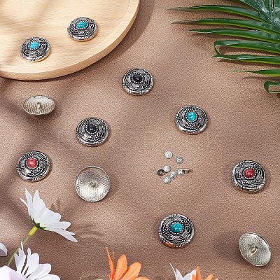 12Pcs 4 Colors 1-Hole Alloy & Cat eye Turquoise Decorative Rivets FIND-GF0004-52-1