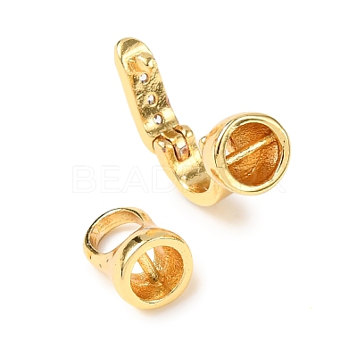 Brass Micro Pave Cubic Zirconia Fold Over Clasps KK-P164-05G-1-1