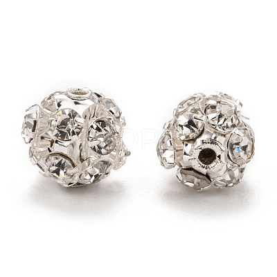 Brass Clear Rhinestone Beads RB-A017-8mm-S-1