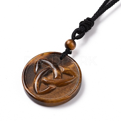 Adjustable Natural Mixed Gemstone Sailor's Knot Pendant Necklace with Nylon Cord for Women NJEW-L171-02-1