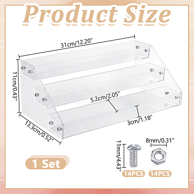 3-Tier Acrylic Nail Polish Bottle Organizer Display Riser Stands ODIS-WH0043-189C-1