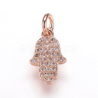 Brass Micro Pave Cubic Zirconia Charms Pendants ZIRC-K070-32RG-1