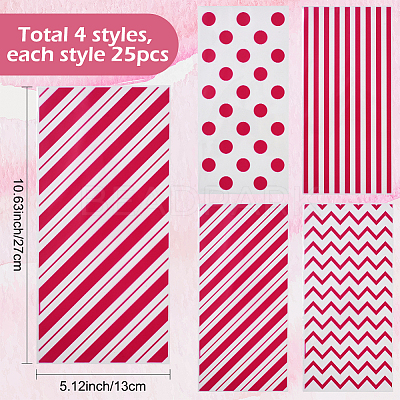 100Pcs 4 Styles Rectangle Plastic Candy Bags ABAG-WH20013-19E-1