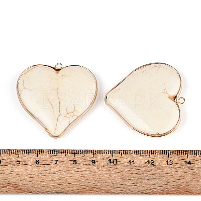 Synthetic Howlite Heart Pendants TURQ-T004-30B-1
