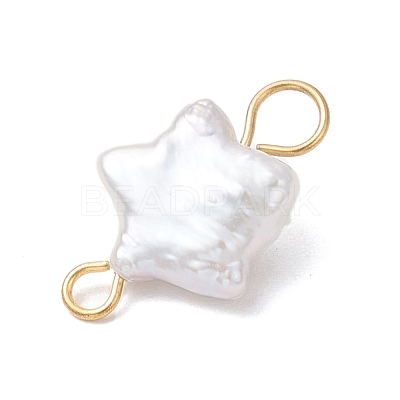 Natural Keshi Pearl Connector Charms PALLOY-JF04243-01-1