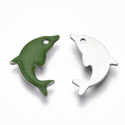 201 Stainless Steel Enamel Pendants X-STAS-N088-16-1