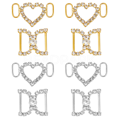 8Pcs 4 Style Brass Crystal Rhinestone Shoe Decoration FIND-HY0003-22-1
