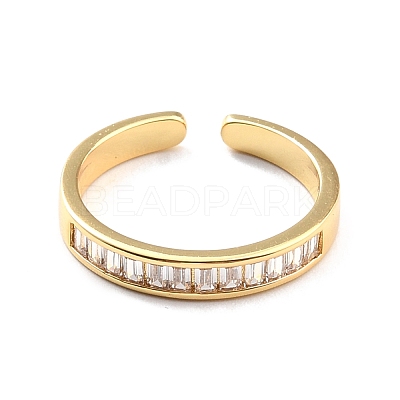 Clear Cubic Zirconia Open Cuff Ring for Women RJEW-C018-01G-1