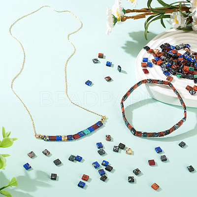 175Pcs 5 Colors 2-Hole Opaque Glass Seed Beads SEED-PJ0001-04A-1