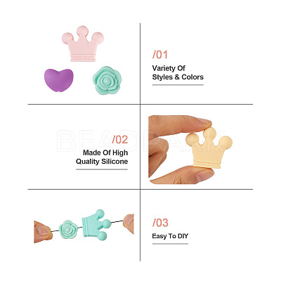 50Pcs 15 Style Food Grade Eco-Friendly Silicone Focal Beads SIL-TA0001-10-1