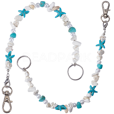 2Pcs 2 Styles Ocean Theme Synthetic Turquoise Pendant Decorations HJEW-SC0002-28B-1