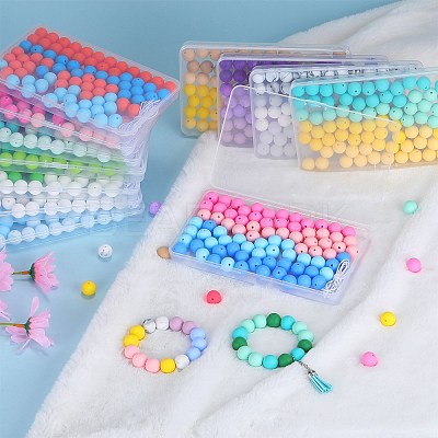 80Pcs 4 Style Round Silicone Focal Beads SIL-SZ0001-22C-1
