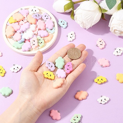 30Pcs Opaque Resin Pendants RESI-YW0005-31-1