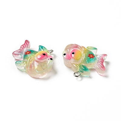 Ocean Theme Transparent Resin Pendants RESI-E024-05P-04-1