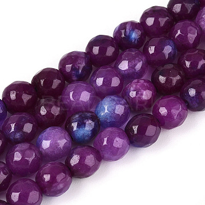 Dyed Natural White Jade Beads Strands G-T139-6mm-60-15-1