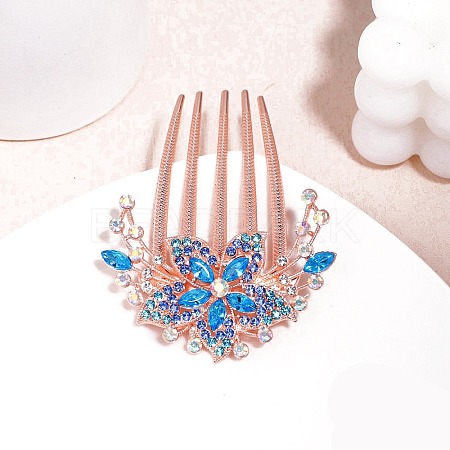 Alloy Rhinestone Hair Combs PW-WGA76E6-03-1
