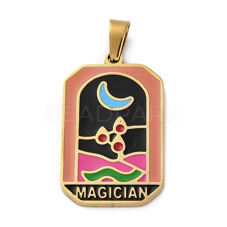 Ion Plating(IP) 304 Stainless Steel Enamel Pendants STAS-Q003-01G-024-1