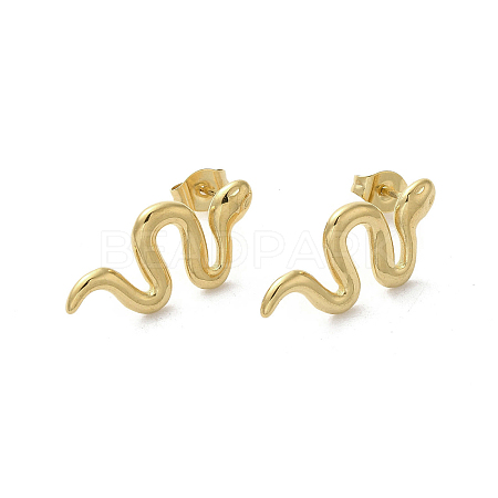 304 Stainless Steel Snake Stud Earrings for Women EJEW-A035-01G-1