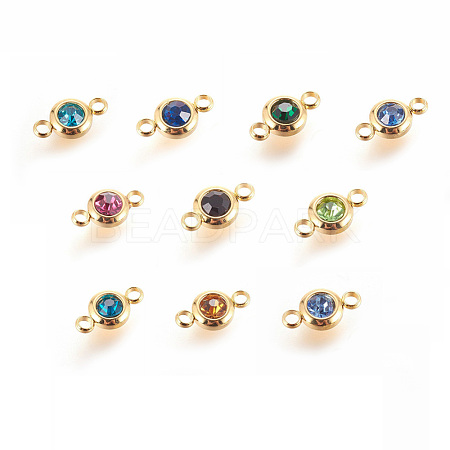 304 Stainless Steel Rhinestone Links X-STAS-P237-17G-M-1