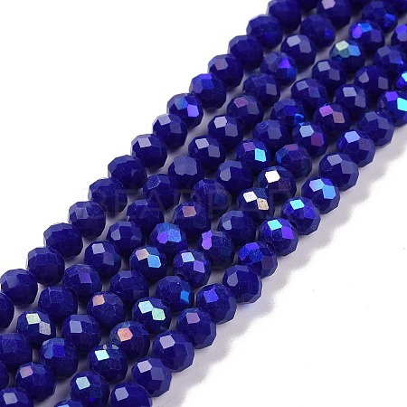 Electroplate Opaque Solid Color Glass Beads Strands EGLA-A034-P4mm-L12-1