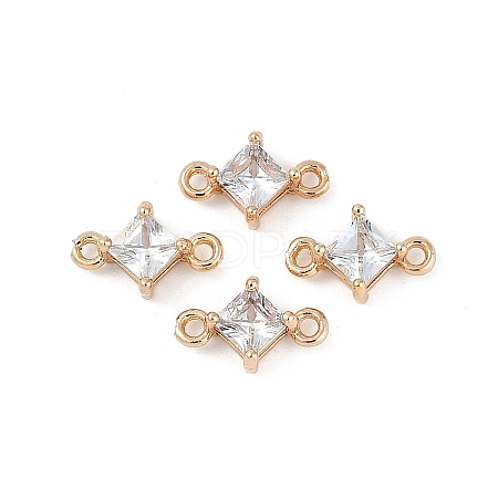 Brass Pave Glass Rhombus Links Connector Charms GLAA-Q088-001E-1