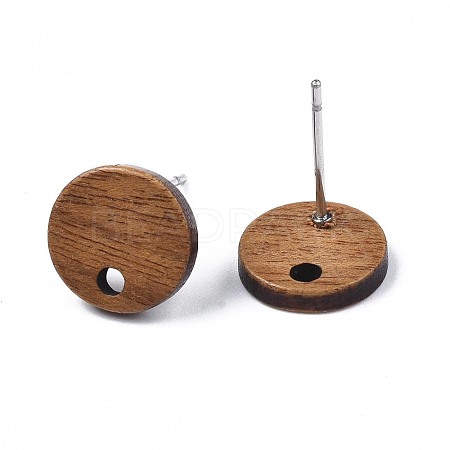 Walnut Wood Stud Earring Findings X-MAK-N033-008A-1