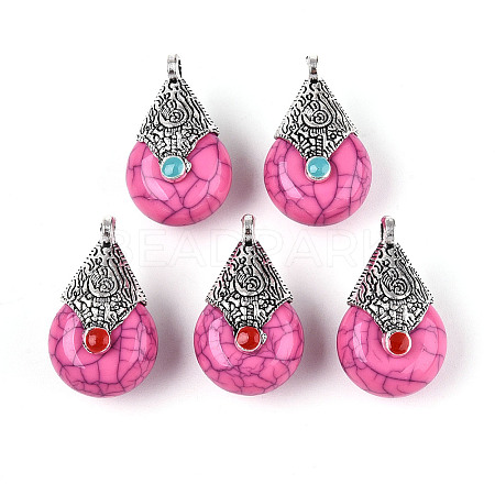 Tibetan Style Resin Pendants RESI-T022-16I-1