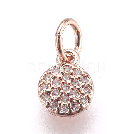 Brass Micro Pave Cubic Zirconia Charms ZIRC-E152-17RG-RS-1