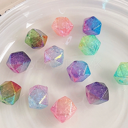 Transparent Crackle Acrylic Beads X-OACR-K008-10-1