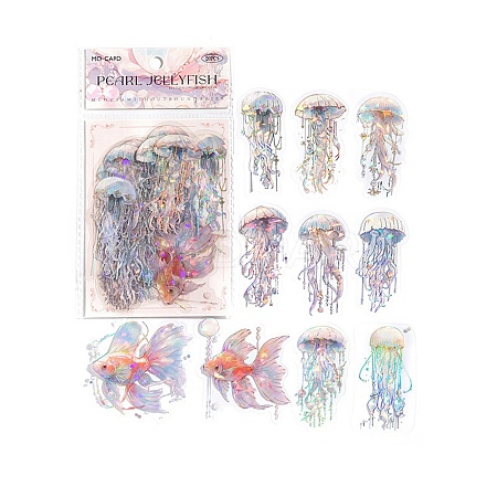 20 Sheets Ocean Material PET Sticker Pack from Mo Mo's Boundless Jellyfish Series PW-WG37925-01-1