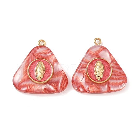 304 Stainless Steel Resin Pendants STAS-F352-07E-04-1