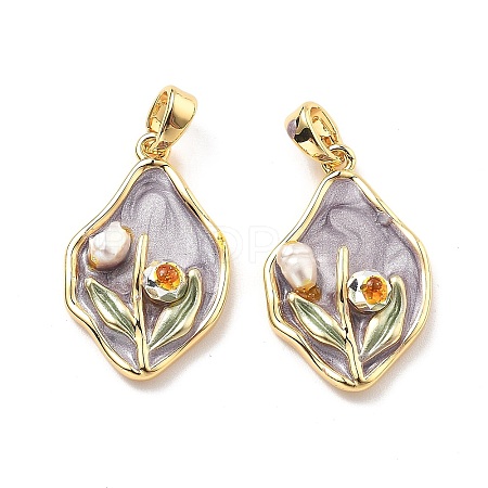 Brass Enamel Pendants KK-B129-25G-02-1