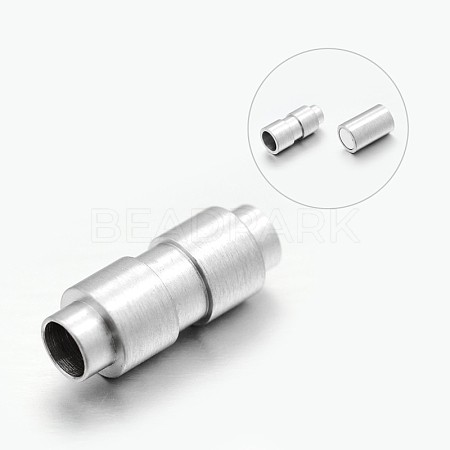 Column 304 Stainless Steel Matte Surface Magnetic Clasps with Glue-in Ends STAS-N065-41-1