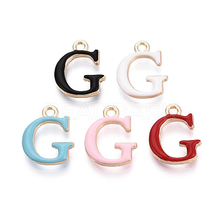 Rack Plating Alloy Enamel Pendants ENAM-T024-53G-G-1