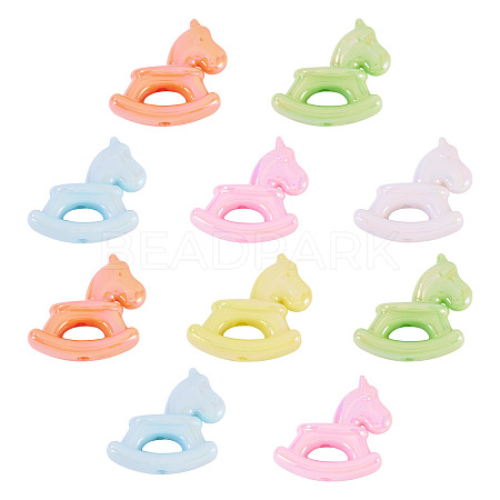 10Pcs UV Plating Opaque Acrylic Beads OACR-TA0004-10-1