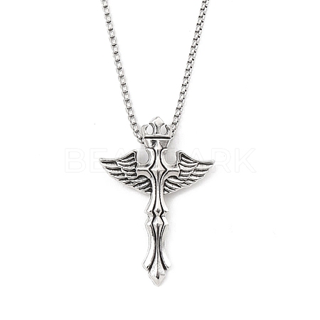 Zinc Alloy Cross Pendant Necklaces NJEW-M211-06C-ASP-1