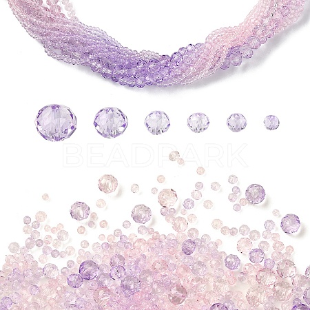 6 Styles Gradient Color Transparent Painted Glass Beads Strands DGLA-YW0001-28E-1
