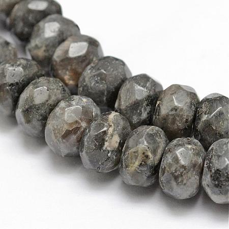 Faceted Natural Labradorite Rondelle Beads Strands G-K090-02-1