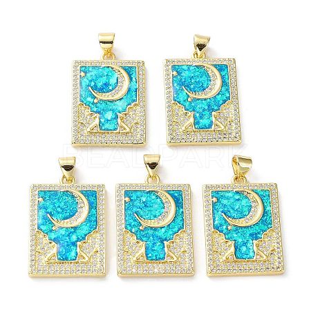 Rack Plating Brass Micro Pave Cubic Zirconia Moon Pendants KK-C041-11G-1