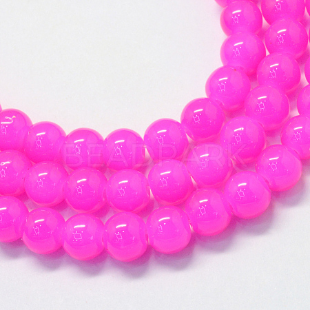 Baking Painted Imitation Jade Glass Round Bead Strands X-DGLA-Q021-6mm-28-1