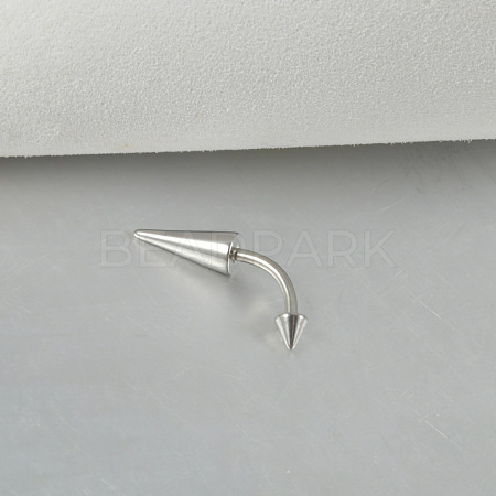 Cone 304 Stainless Steel Eyebrow Curved Barbell Rings with Spikes End WG9938B-01-1