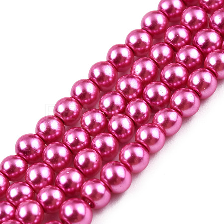 Baking Paint Pearlized Glass Pearl Round Bead Strands HY-Q003-6mm-10-1