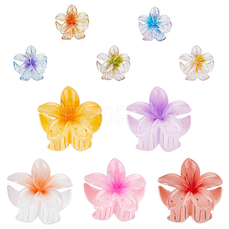 ARRICRAFT 10Pcs 10 Colors Glitter Transparent & Opaque Plastic Claw Hair Clips for Woman Girls Thick Hair PHAR-AR0001-10-1