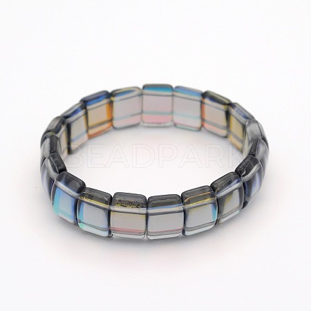 Rectangle Electroplate Glass Bead Stretch Bracelets BJEW-J126-A03-1